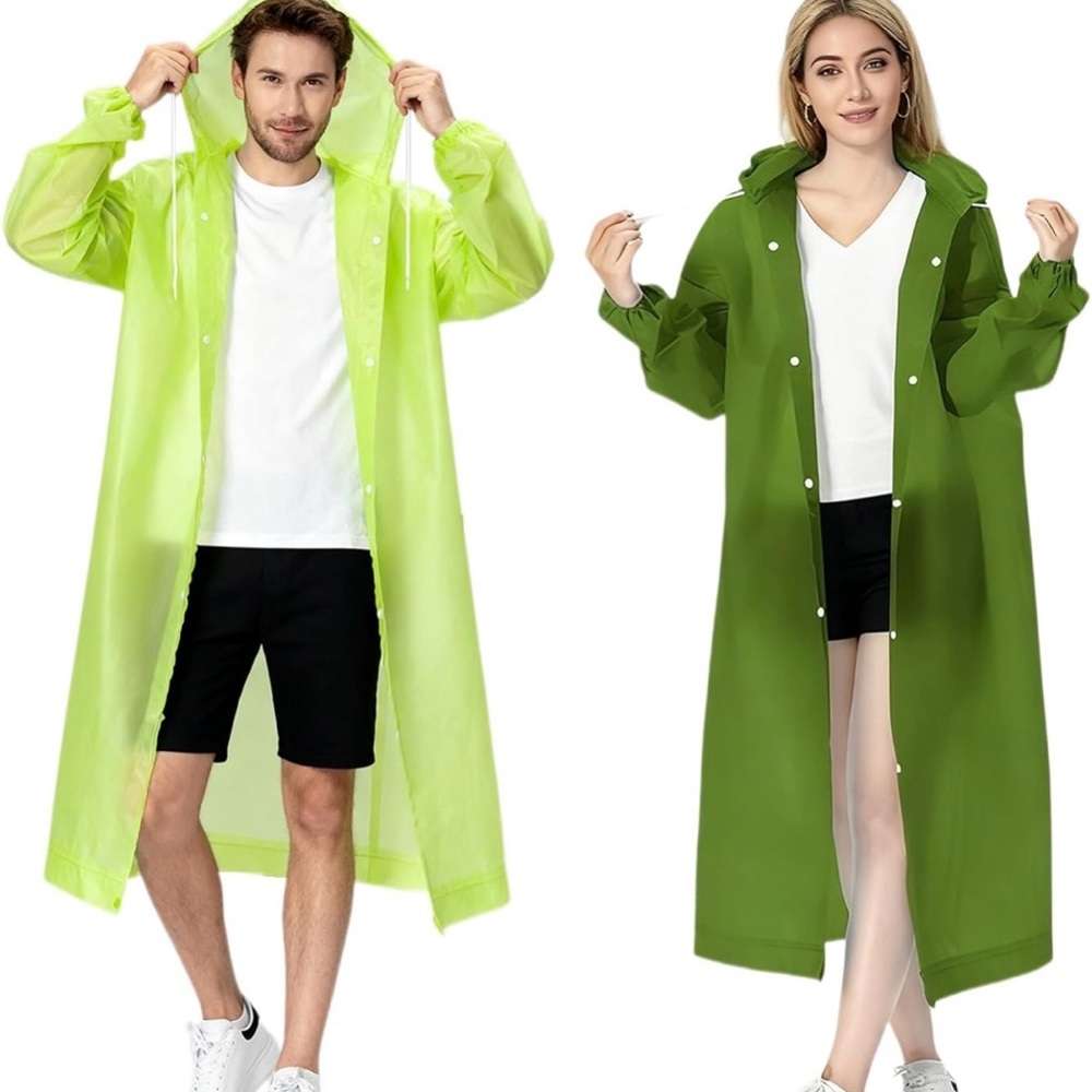 Lime and Olive Hooded Raincoat for Men